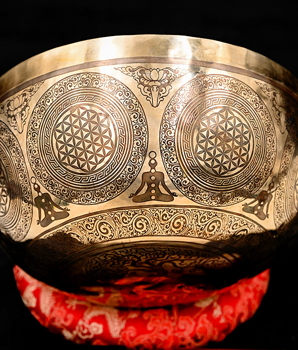Etched Jambati Singing Bowl - F3 170Hz 8.5" E16073