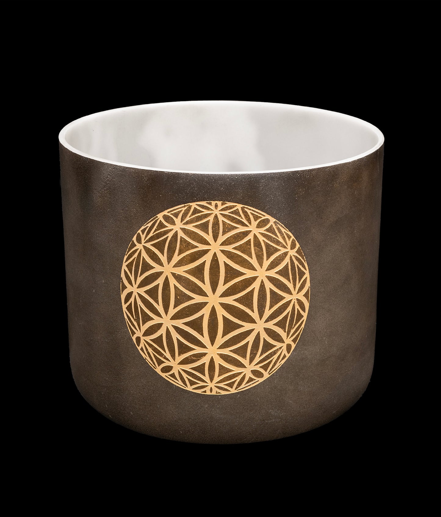 Alchemy Crystal Singing Bowl - Ebony Angel Gold w/Divine Flower of Life - C4 268Hz 8" C16240