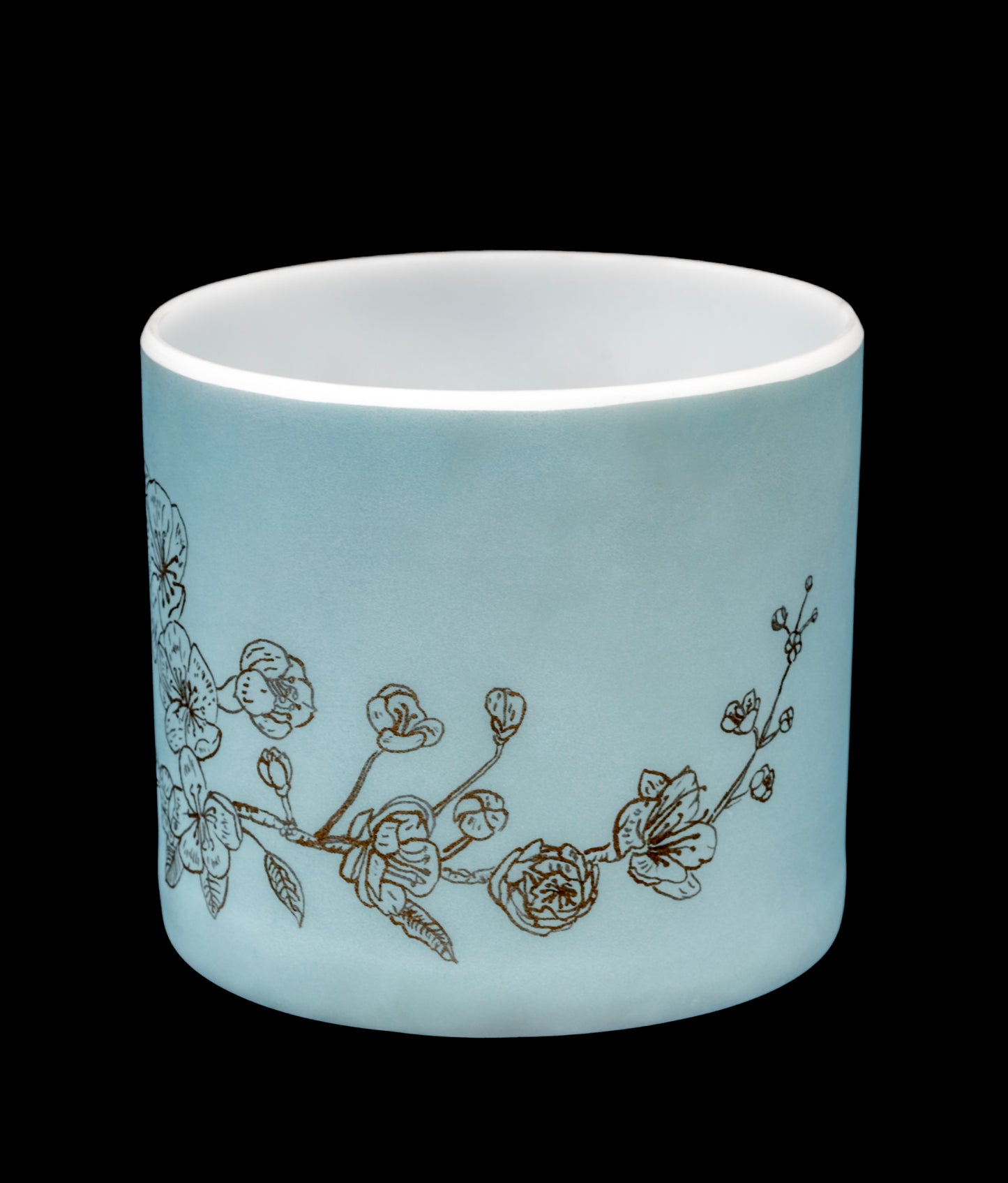 Alchemy Crystal Singing Bowl - Ocean Gold w/ Gold Naturalistic Cherry Blossom - C#5 543Hz 6" C16253