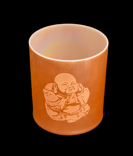 Alchemy Crystal Singing Bowl - Laughing Buddha w/ Etched Buddha - F#4 363Hz 6.5" C16261