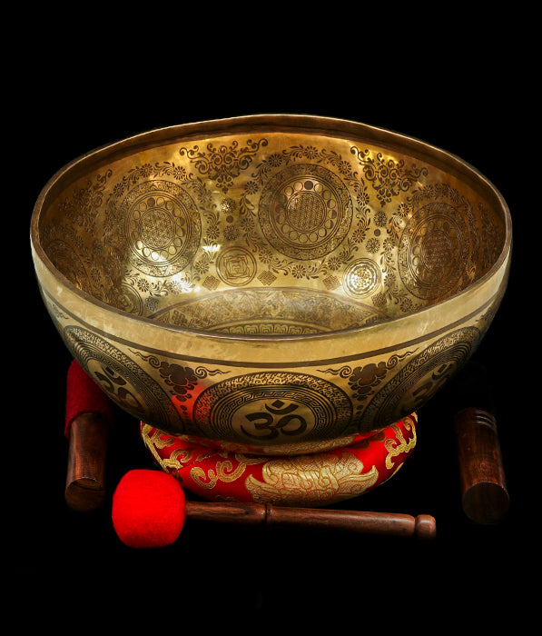 Etched Jambati Singing Bowl - F2 75Hz Concert Pitch 12" E16076