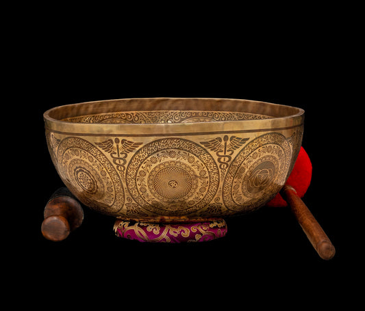 Tibetan Etched Grounding Foot Bowl A#1 58Hz 19" FB16267