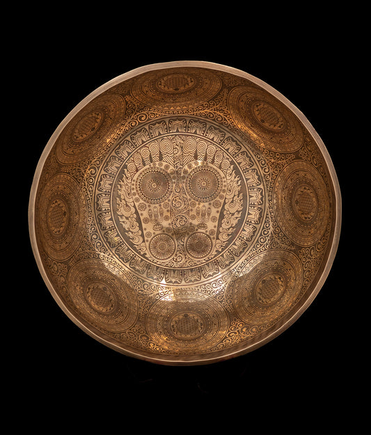 Tibetan Etched Grounding Foot Bowl A#1 58Hz 19" FB16267