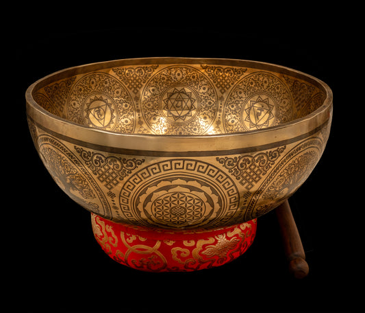 Tibetan Etched Grounding Foot Bowl A#1 59Hz 18 3/4" FB16356