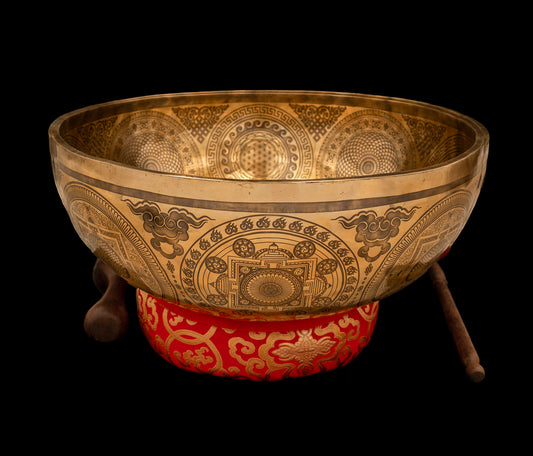 Tibetan Etched Grounding Foot Bowl A#1 57Hz 18 3/4" FB16360