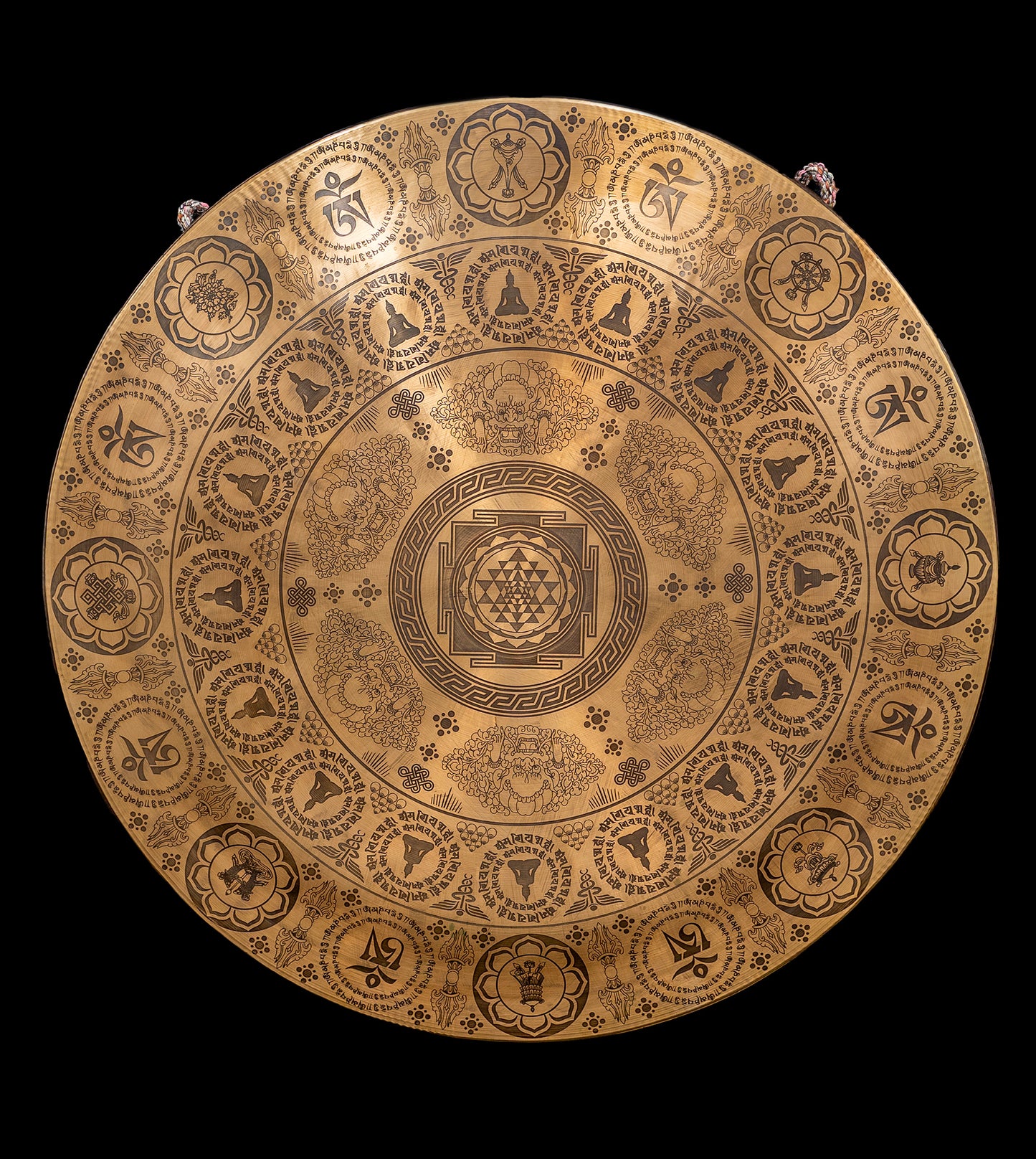 Tibetan Sacred Gong Etched with Sri Yantra symbols A#1 58Hz (NCP) - 23.5" 3mm G16277