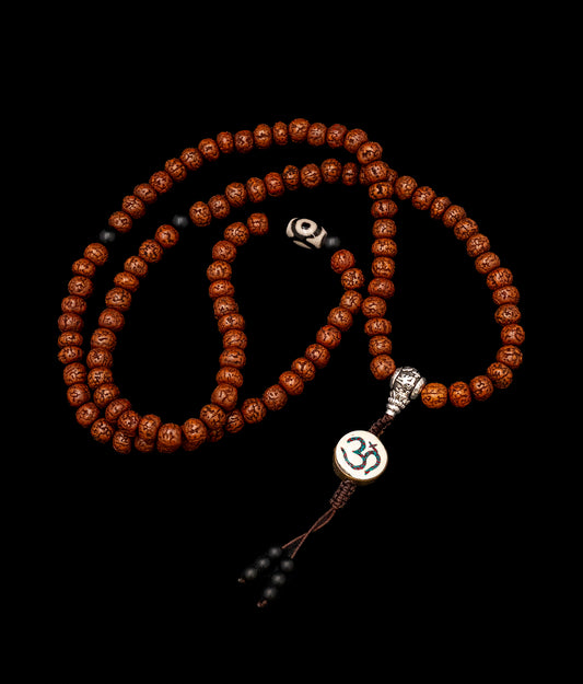 Rudraksha Bead Japa Mala with Om Bead - TM006