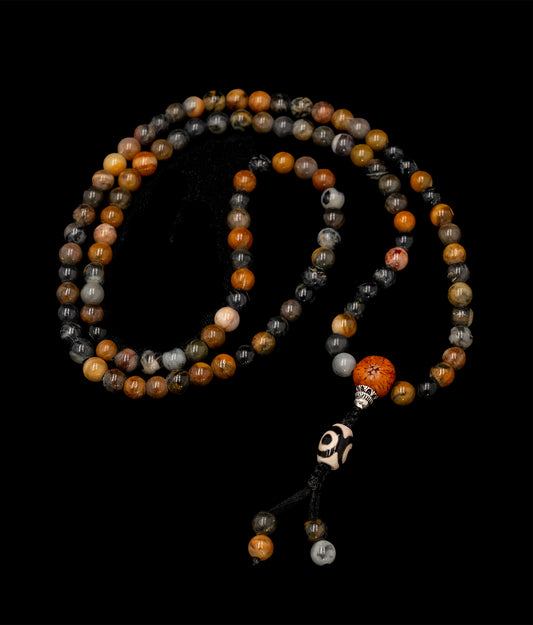 Jasper Stone Mala with Tibetan Dzi and Bodhi seed - TM003