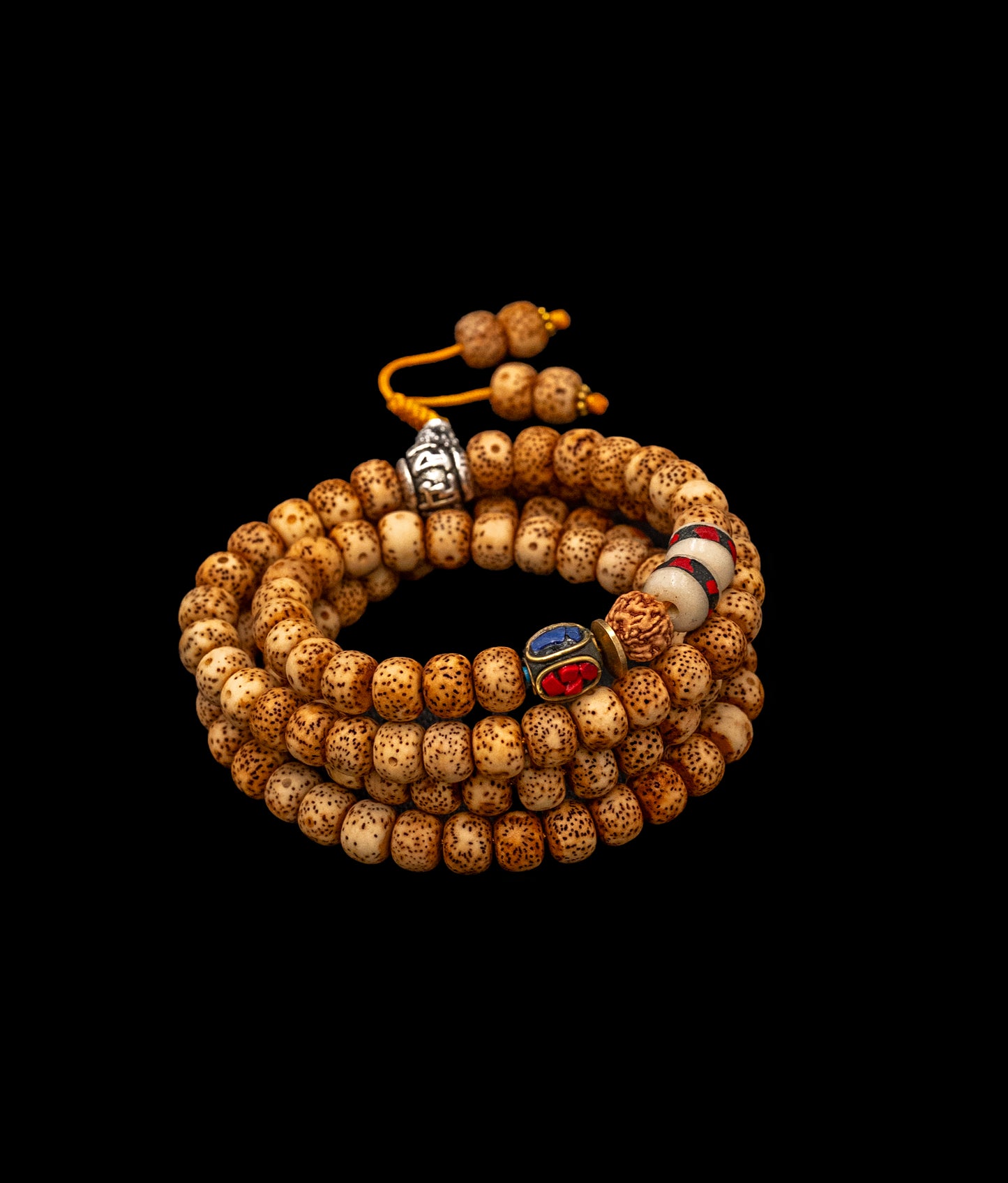Lotus Seed Mala with Tibetan Inlaid Beads - LSMala