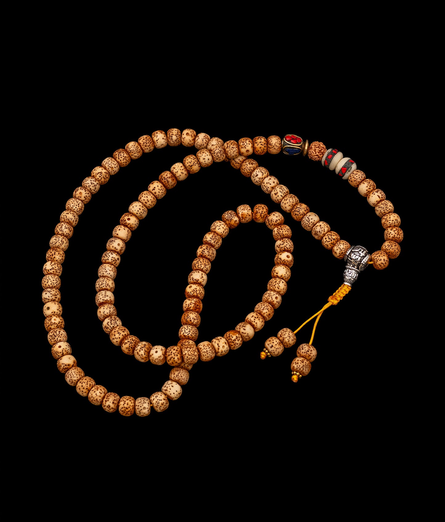Lotus Seed Mala with Tibetan Inlaid Beads - LSMala