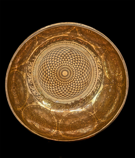 New Etched Jambati Cosmos Jambati Singing Bowl F#2 93Hz 11" N16190