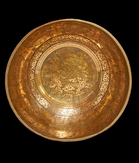 Etched Dragon Singing Bowl B1 62.8Hz 17 1/2" E16191
