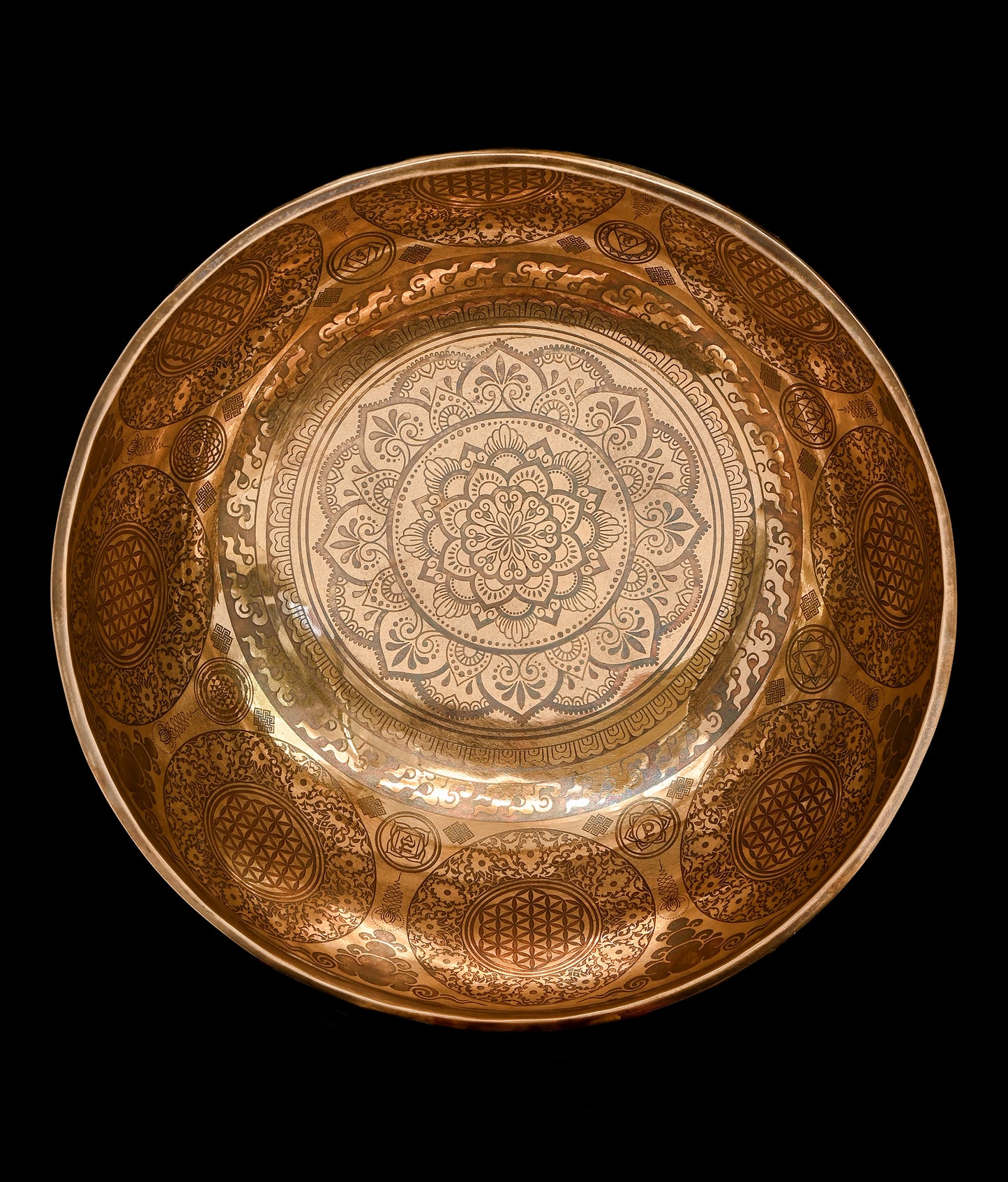 Etched Lotus Jambati Singing Bowl G#2 104Hz 11" N16211