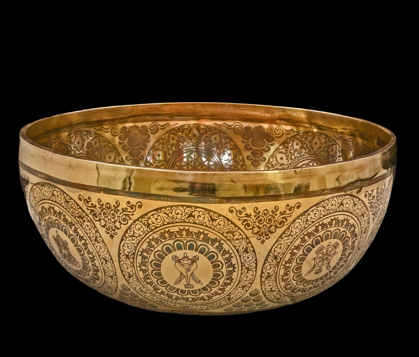 Etched Lotus Jambati Singing Bowl G#2 104Hz 11" N16211