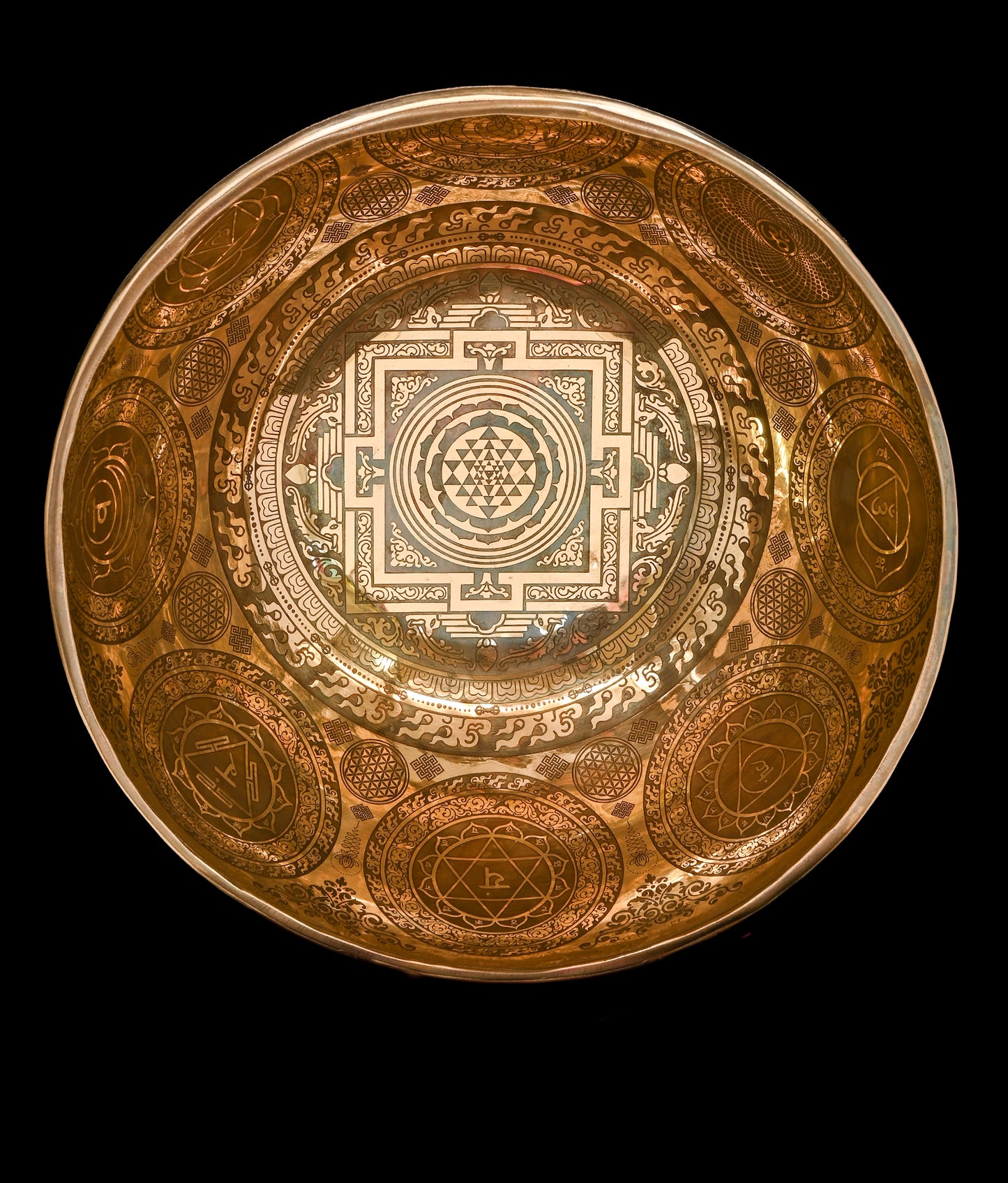 Etched Cosmic Map Singing Bowl B2 122Hz 12" N16223