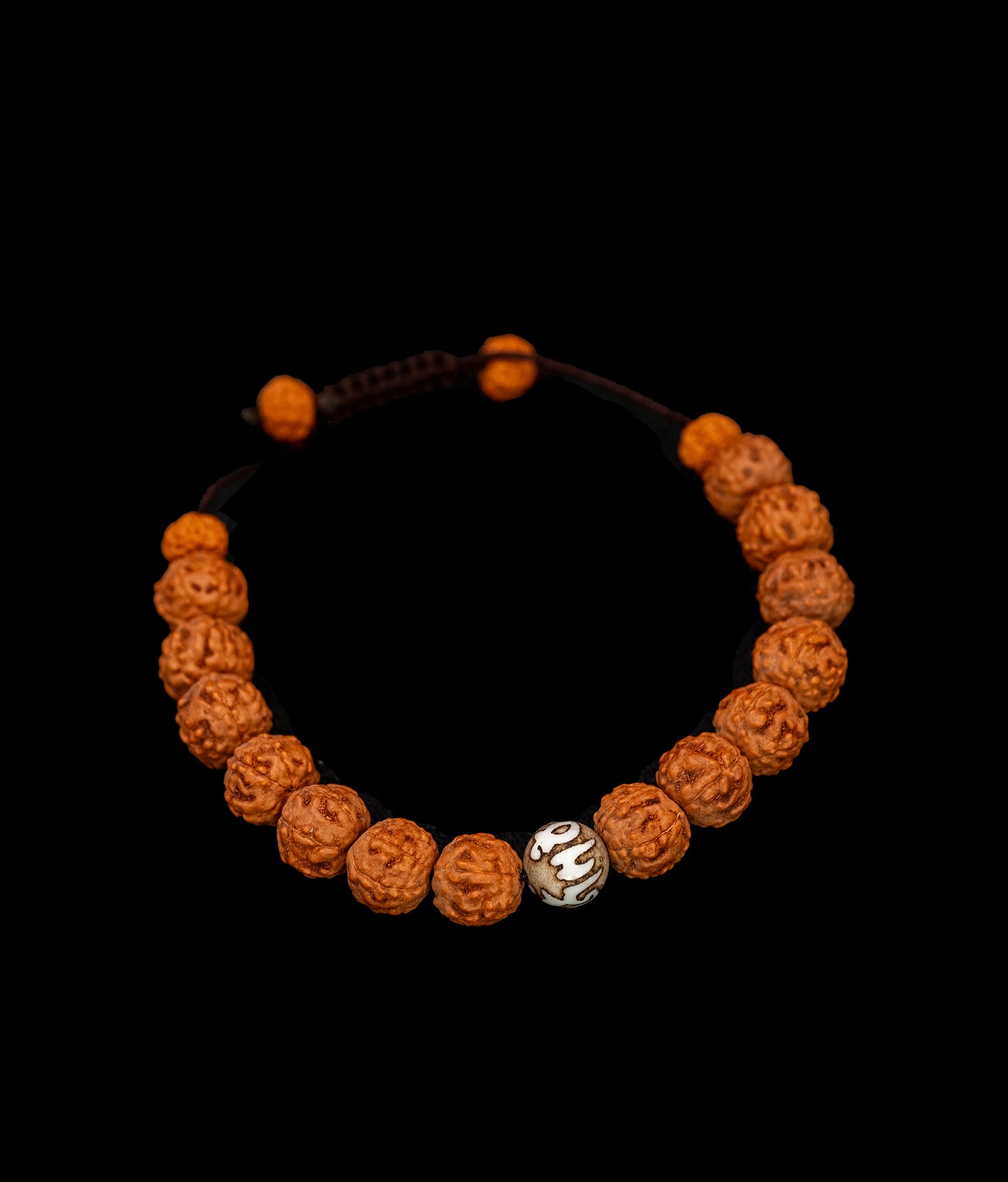 Rudraksha Bead Wrist Mala with Conch Shell - TWM001