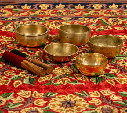 Rare Antique Cup Singing Bowl Set – 432Hz Scale with 4th and 5th Octave Bowls - AS16145
