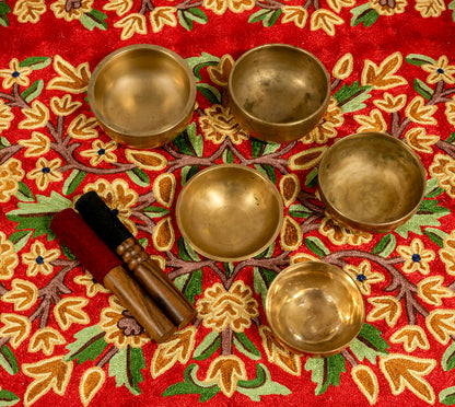 Rare Antique Cup Singing Bowl Set – 432Hz Scale with 4th and 5th Octave Bowls - AS16145