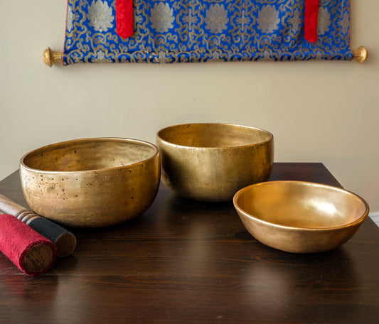 Antique Singing Bowl Set - A3 Major Triad - AS16488