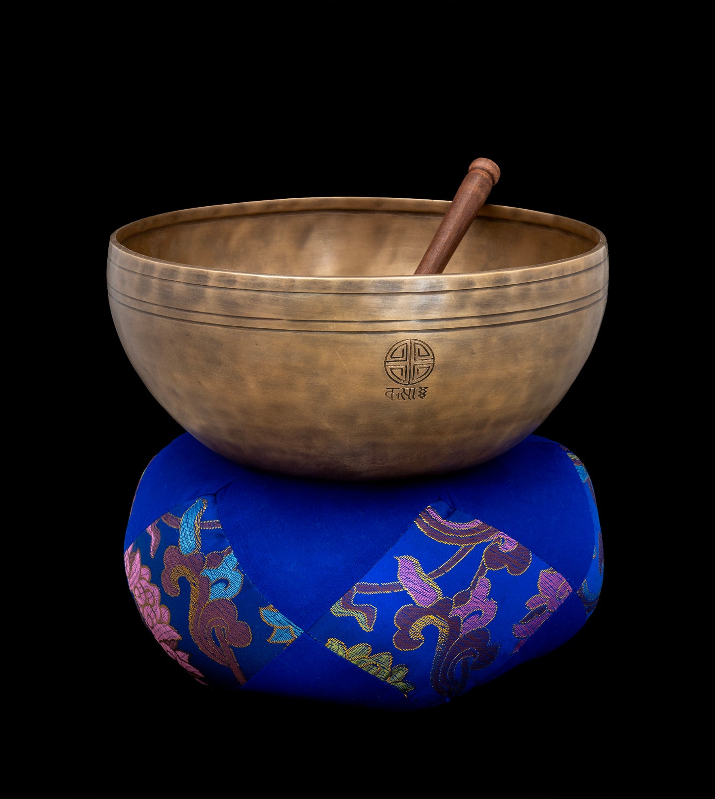 Handcrafted Singing Bowl Cushion with Tassel - Royal Blue