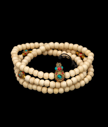 Yak Bone Mala with Inlaid Brass Beads - TM004
