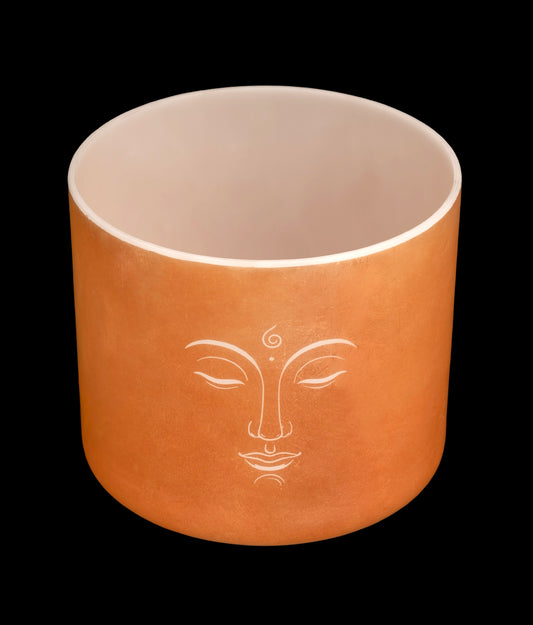 Alchemy Crystal Singing Bowl - Laughing Buddha w/ Eyes of Buddha Bowl - E4 323Hz 8" C16262