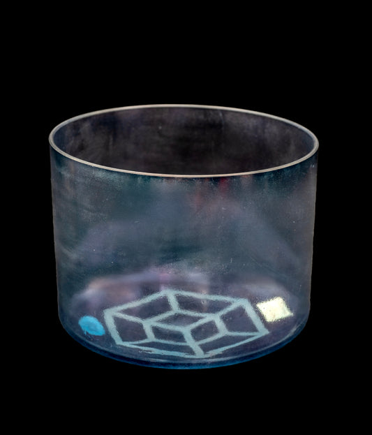 Alchemy Crystal Singing Bowl - Tesseract Salt, Zeal Point Aura Gold - 9" - B3 244Hz C16529
