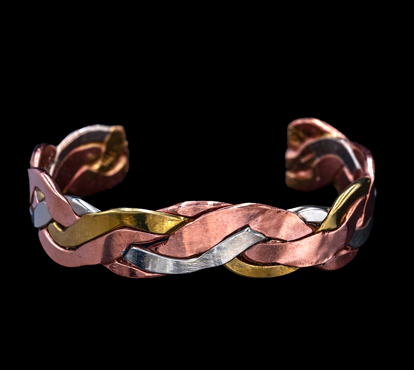 Tri-Color Woven Copper Cuff Bracelet