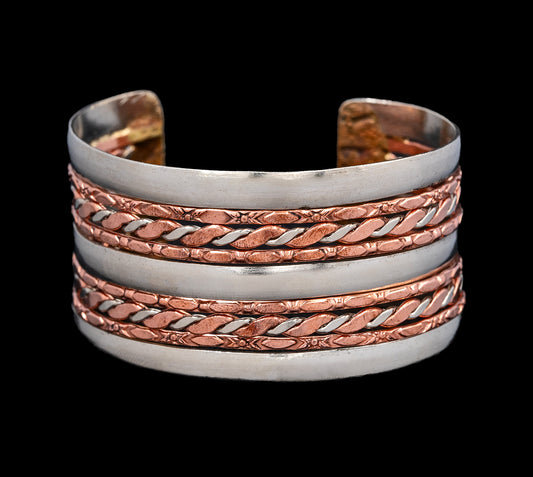 Two Tone, Two Tiered Copper Cuff Bracelet