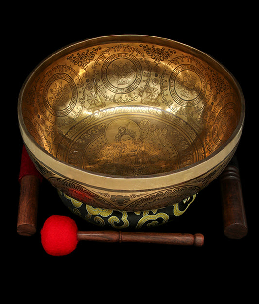 Etched Jambati Singing Bowl - B2 121Hz 10 1/2" E16195