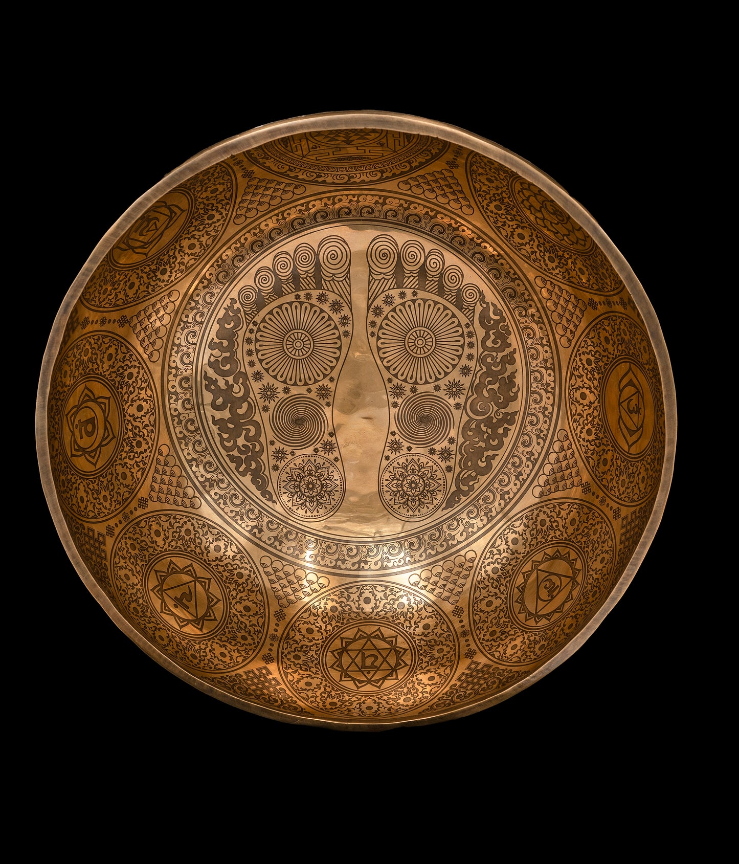 Tibetan Etched Grounding Foot Bowl A#1 59Hz 18 3/4" FB16356