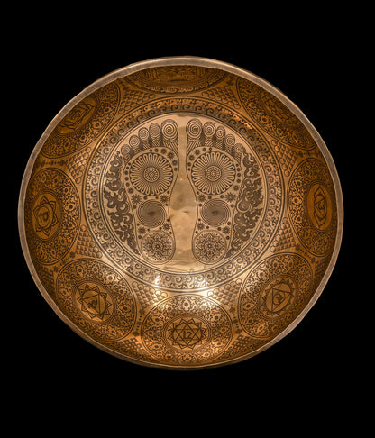 Tibetan Etched Grounding Foot Bowl A#1 59Hz 18 3/4" FB16356