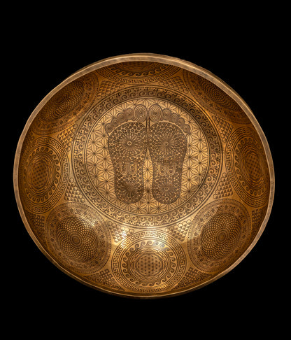 Tibetan Etched Grounding Foot Bowl A#1 57Hz 18 3/4" FB16360