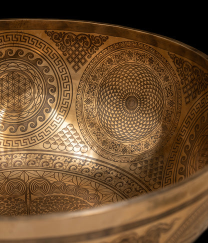 Tibetan Etched Grounding Foot Bowl A#1 57Hz 18 3/4" FB16360