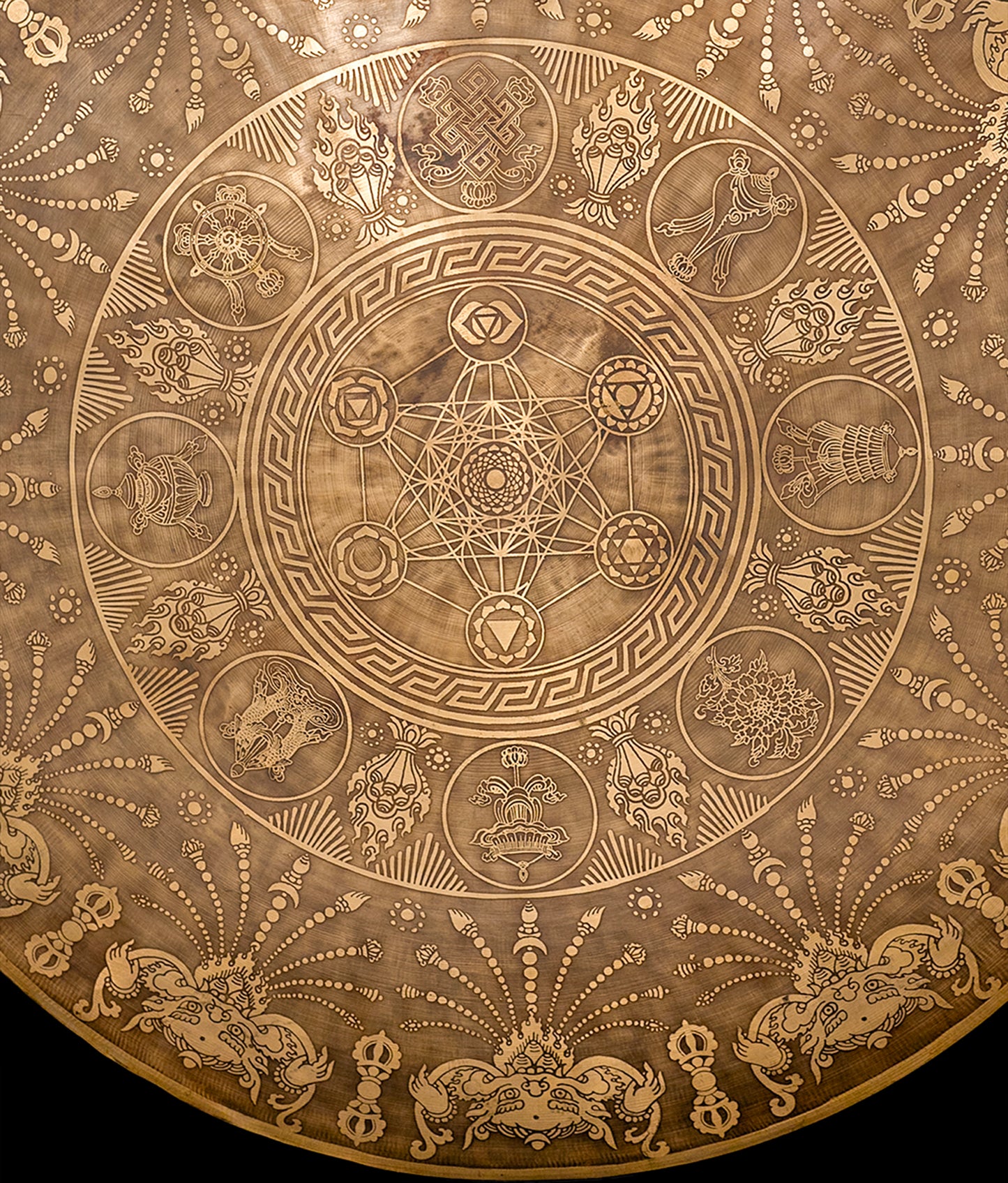 Tibetan Sacred Gong Etched with Flower of Life pattern C#2 68Hz (NCP) - 21" 2mm G16278
