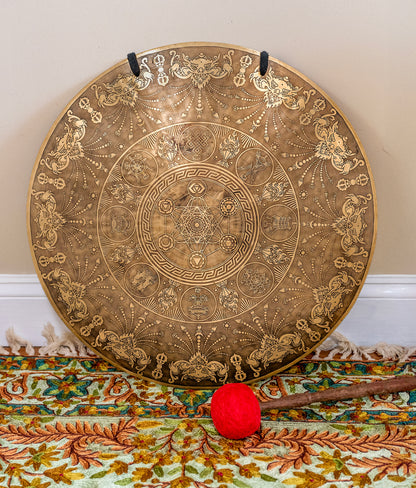 Tibetan Sacred Gong Etched with Flower of Life pattern C#2 68Hz (NCP) - 21" 2mm G16278
