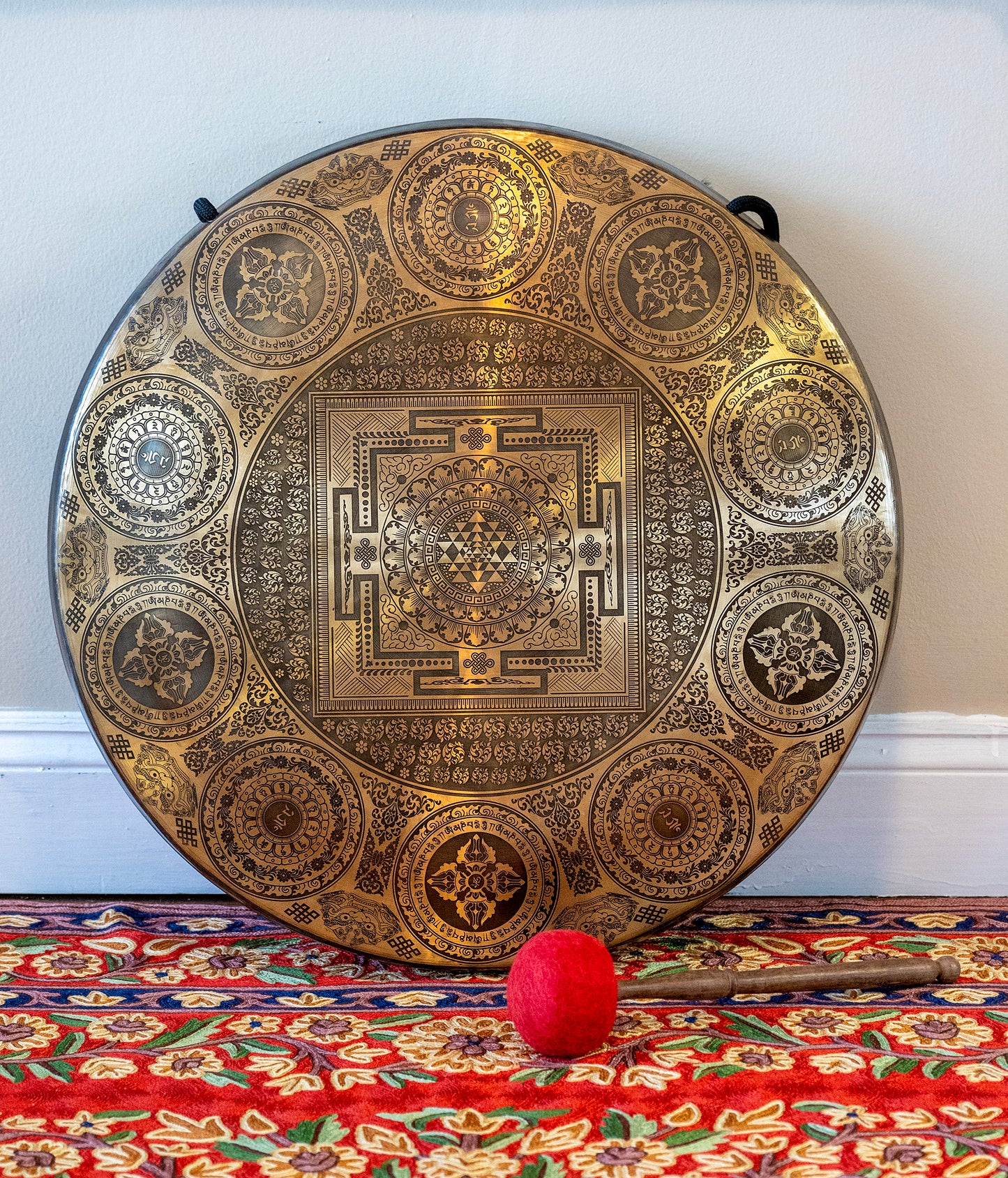 Tibetan Sacred Gong Etched with Sri Yantra Symbol A1 55Hz (NCP) - 23.5" G16445