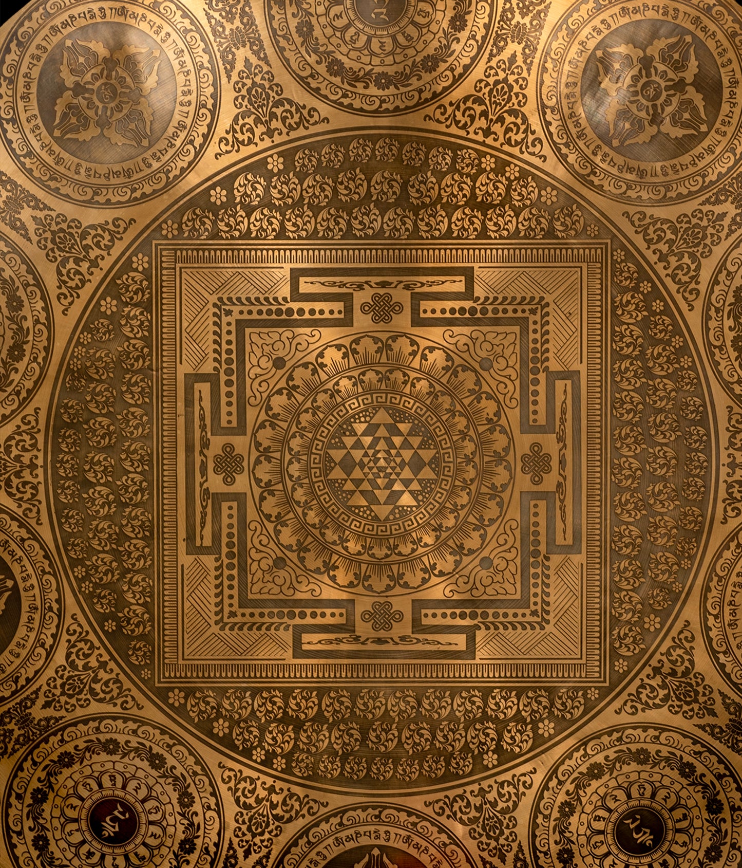 Tibetan Sacred Gong Etched with Sri Yantra Symbol A1 55Hz (NCP) - 23.5" G16445