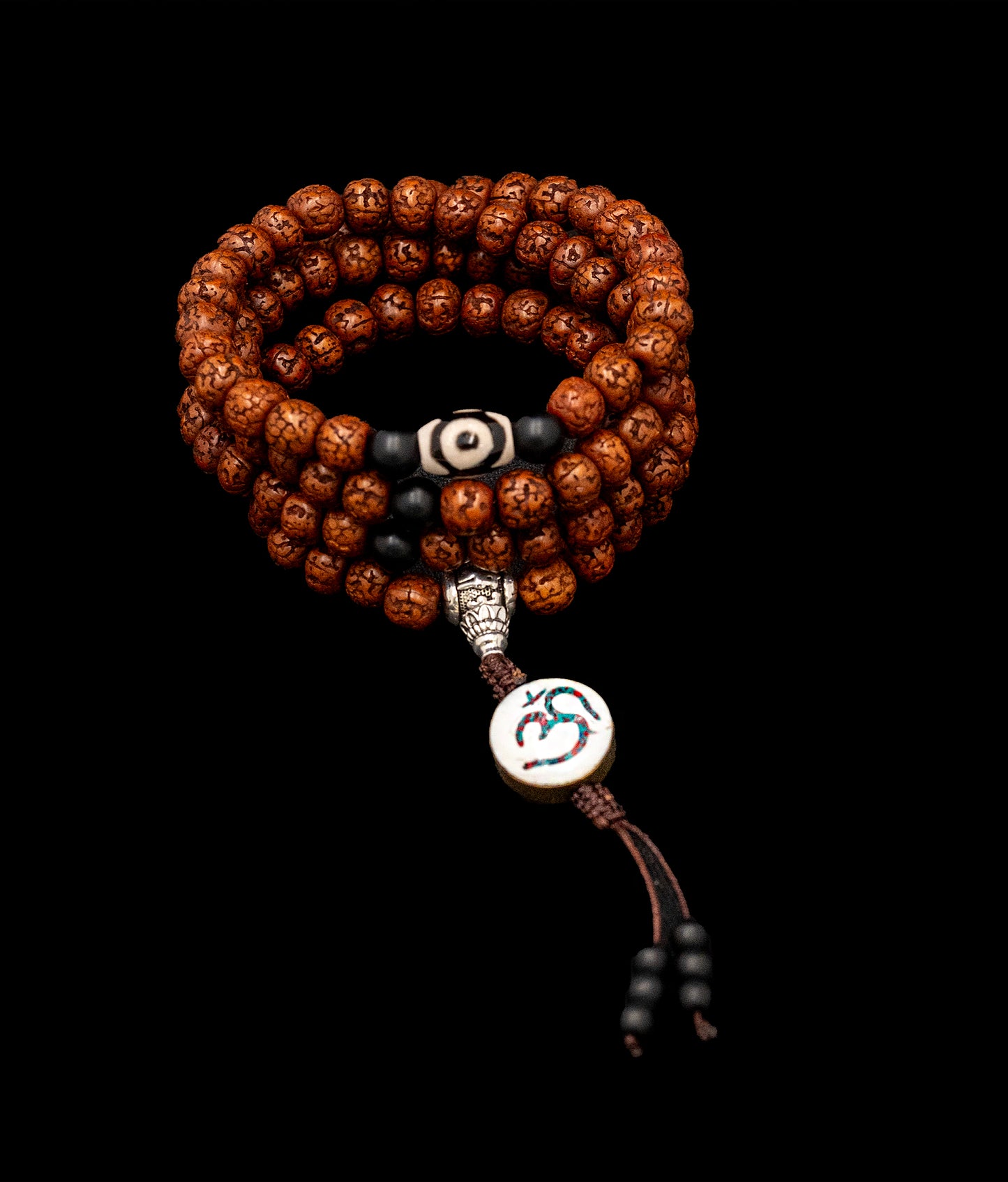 Rudraksha Bead Japa Mala with Om Bead - TM006