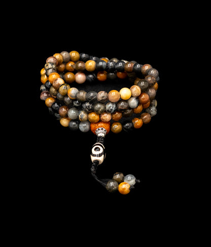 Jasper Stone Mala with Tibetan Dzi and Bodhi seed - TM003