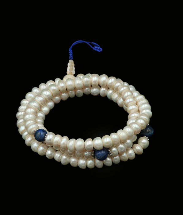 Lapis Pearl Mala