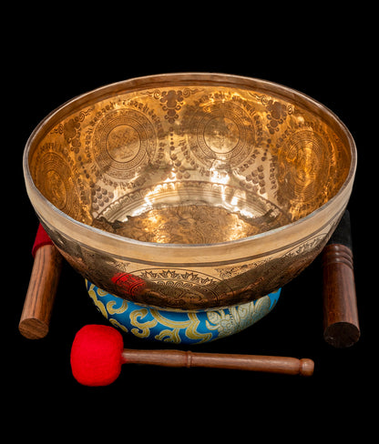 Etched Medicine Buddha Singing Bowl A2 108Hz 11" N16210