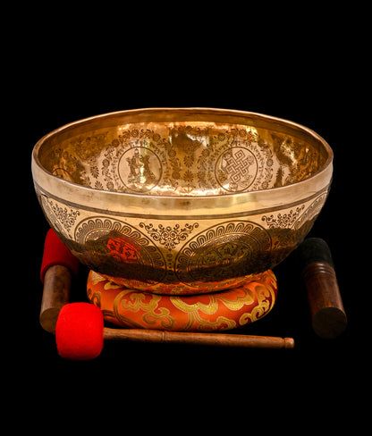 New Etched Medicine Buddha Jambati Singing Bowl A2 111Hz 11" N16219