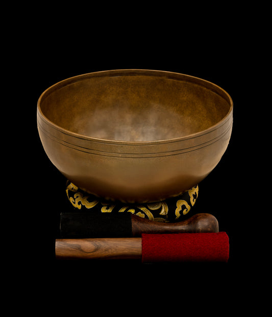 New Release: Antique Finish Mahakala Singing Bowl A2 108Hz  9 3/4" N16494
