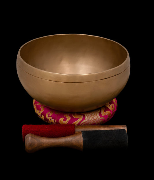 New Satin Gold Finish Tara Singing Bowl D#3 155Hz (NCP) 9" N16523