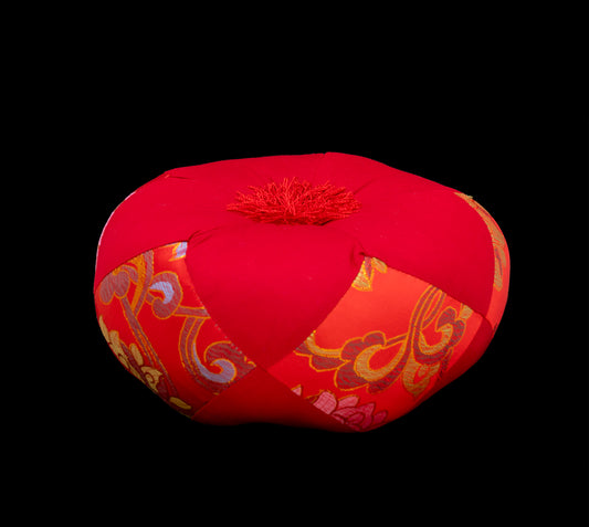 Handcrafted Singing Bowl Cushion with Tassel - Crimson Red
