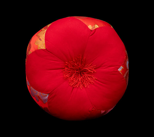 Handcrafted Singing Bowl Cushion with Tassel - Crimson Red