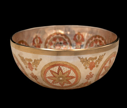 Silver Medicine Buddha Etched Singing Bowl G#3 204Hz 7 3/4" S16348
