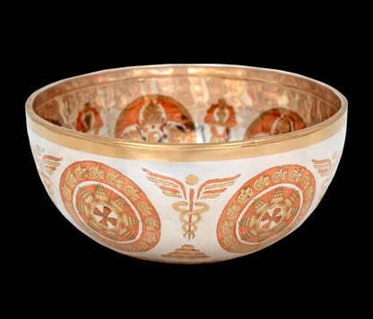 New Silver Etched Medicine Buddha Singing Bowl G3 200Hz 8.25" S16349