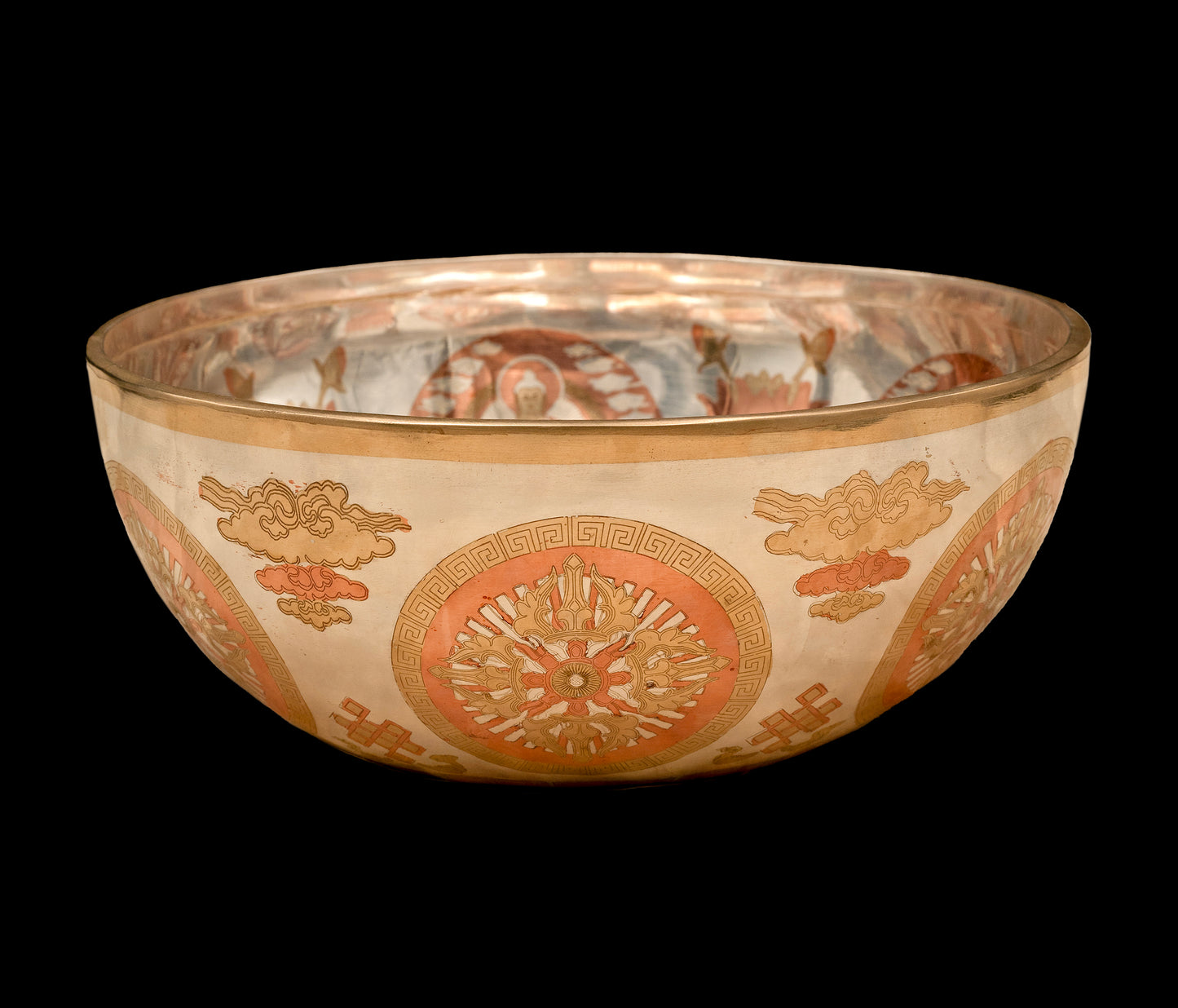 Silver Shakyamuni Buddha Etched Singing Bowl D#3 154Hz 9 1/4" S16352